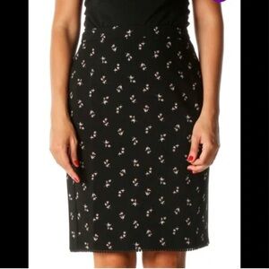 Ann Taylor Black Pencil Skirt with Pink Floral Print